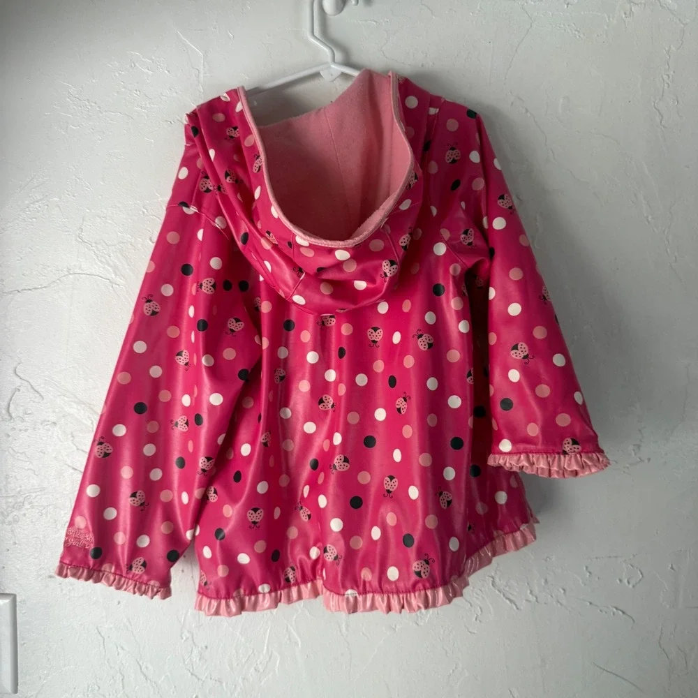 OshKosh B'gosh Y2k Vintage Girls Pink Ladybug Polka Dot‎ Raincoat Jacket Size 5